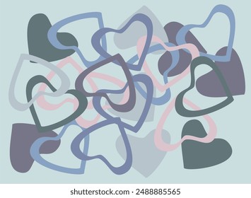 Hearts multicolored design elements for wrapping paper