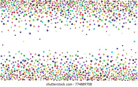 Hearts multicolored vector in the form of confetti isolated on white background. Texture for the design for St. Valentine's Day