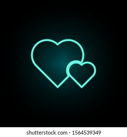 Hearts neon icon. Simple thin line, outline vector of web icons for ui and ux, website or mobile application