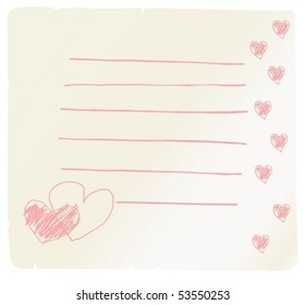 Hearts note template