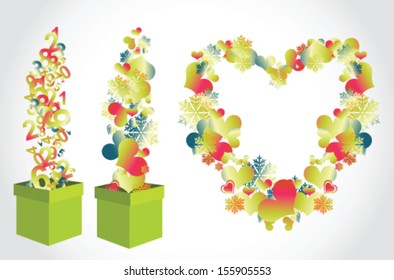 hearts and numbers coming out from a box