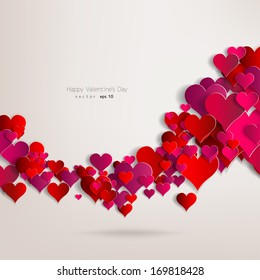 Hearts on abstract love background.Be my valentine.Love romantic messages with hearts.February 14.Valentines day card,banner.Global love day, may 1.Three dimensional red hearts shapes.