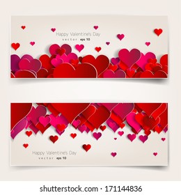 Hearts on abstract love background.Be my valentine.Love romantic messages with hearts.February 14.Valentines day card,banner.Global love day, may 1.Three dimensional red hearts shapes.