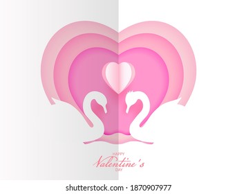 Corazones con antecedentes abstractos de amor. Sé mi valentina. Amar los mensajes románticos con corazones. 14 de febrero. Tarjeta de San Valentín, con cisnes, notación del amor... ilustración de papel vectorial. 