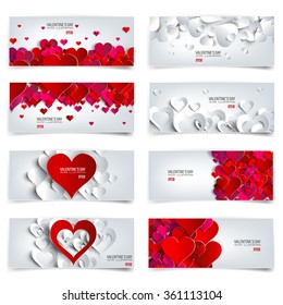 Hearts on abstract love background.Be my valentine.Love romantic messages with hearts.February 14.Valentines day card,banner.Global love day, may 1.Three dimensional red hearts shapes.