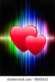 Hearts on Abstract Spectrum Background Original Illustration