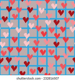hearts on the background of the cells. abstract seamless pattern 