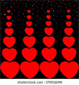  Hearts on black background,vector illustration
   