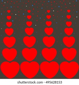 Hearts on black background.Vector illustration