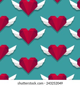 Hearts on blue background