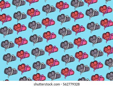 hearts on a blue background