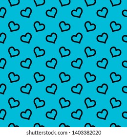 hearts on a blue background seamless pattern. Packaging design for gift wrap. Vector illustration. Lol doll style