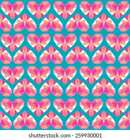 Hearts on blue background - vector pattern