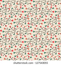 Hearts on branches. Vector illustration