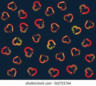 Hearts on a dark blue background, seamless pattern 