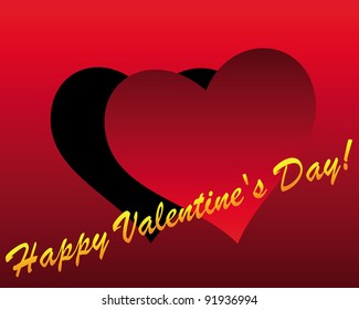 hearts on dark red background with the words - Happy Valentine's Day!