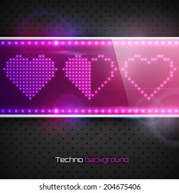 Hearts on digital screen. Vector illustration.