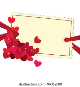 Hearts on the empty photo blank background.  Vector illustration.