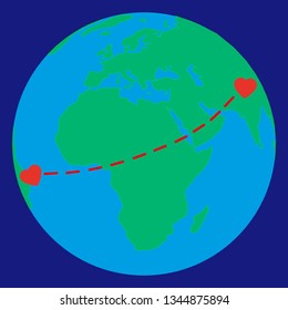 hearts on the globe