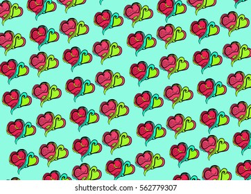 hearts on green background