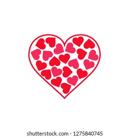 Hearts on are inside the heart. Vector illustration