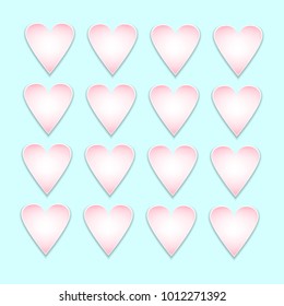 Hearts on a light blue background. Elements for Valentine's Day or weddings. Delicate pastel seamless pattern.