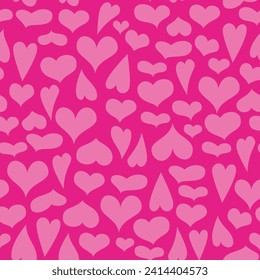 Hearts on a Light Pink Background seamless pattern. Cute Hand Drawn Heart. Tiny Pink Heart on a Red Layout. Style Romantic Print for Fabric, Textile, Valentines. Vector illustration