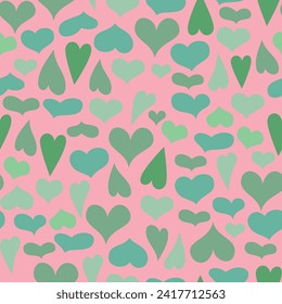 Hearts on a Light Pink Background seamless pattern. Cute Hand Drawn Heart. Tiny Pink Heart on a Red Layout. Style Romantic Print for Fabric, Textile, Valentines. Vector illustration