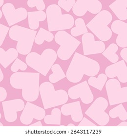 Hearts on a Light Pink Background seamless pattern. Cute Hand Drawn Heart. Tiny Pink Heart on a Red Layout. Style Romantic Print for Fabric, Textile, Valentines. Vector illustration
