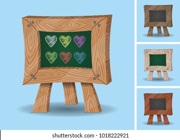Hearts on Mini Chalkboard. All the heart images and chalkboards are in different layers.