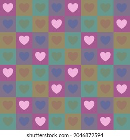 Hearts on multicolored background, pastel tones, patterns and backgrounds. _
