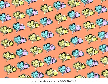 hearts on orange background