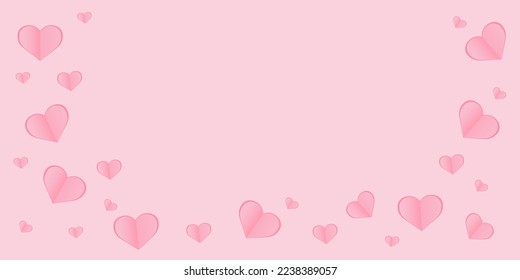 hearts on a pink background. space for text. Template for Valentine's Day greeting card, greeting card designer, wedding, mother's day. Vector