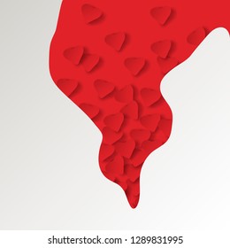 Hearts on red background. Concept of valentine day . love. Paper art and craft style. Vector illustration.