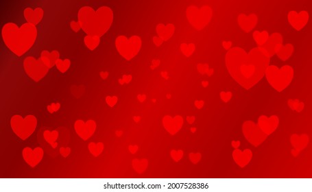 Corazones con fondo de gradiente rojo, concepto de San Valentín.