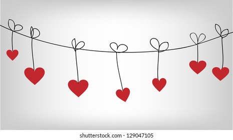Hearts on a string vector