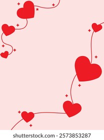 Hearts On Thread  Valentine Day Background Vector