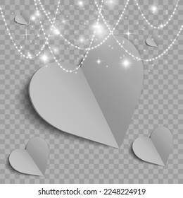 Hearts on a transparent background. Love card. Recognition of attractiveness.