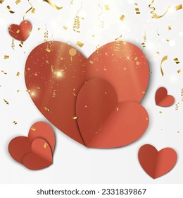 Hearts on a transparent background. Love card. Recognition of attractiveness.	