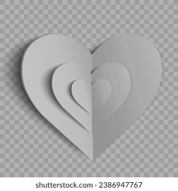 Hearts on a transparent background. Love card. Recognition of attractiveness.	