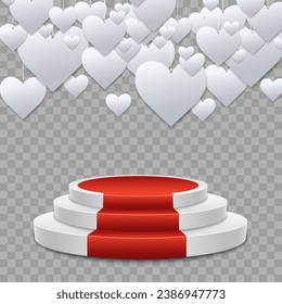 Hearts on a transparent background. Love card. Recognition of attractiveness.	