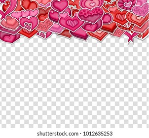 Hearts on a transparent background. Valentines day concept. Vector ilustration.