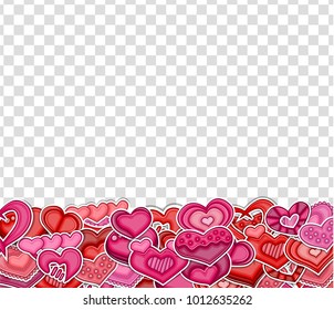 Hearts on a transparent background. Valentines day concept. Vector ilustration.