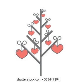 hearts on the tree vector illustration