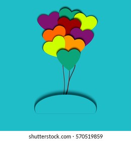 Hearts on turquoise background for invitations, bithday cards, valentines cards and etc. 