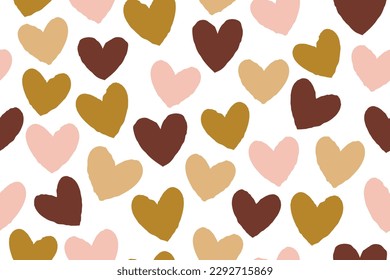 Corazones de fondo blanco. el patrón perfecto de los corazones naturales pastel impresos abstractos. Resumen del dibujo moderno a mano. Diseño vectorial moderno para impresión en papel pintado, tela, cubierta