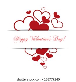 Hearts on  white background, concept love, Happy Valentine's day. Vector