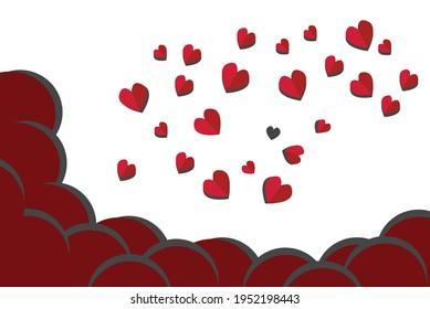 hearts on white background and copy space for text