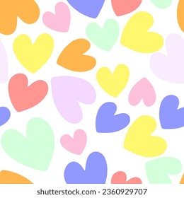 hearts on a white background, seamless pattern. for design and cards, covers, packaging, wrapping paper. heart drawing