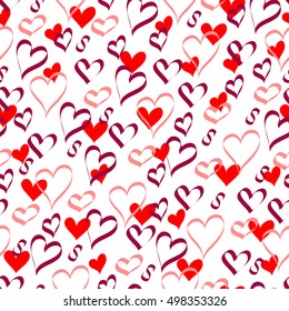 Hearts on a white background. Seamless pattern. Vector illustration.